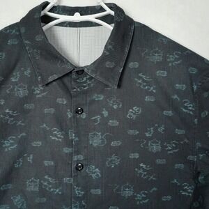 Lululemon Airing Easy Mens Short Sleeve Button‎ Down Shirt Ripstop Charcoal Teal